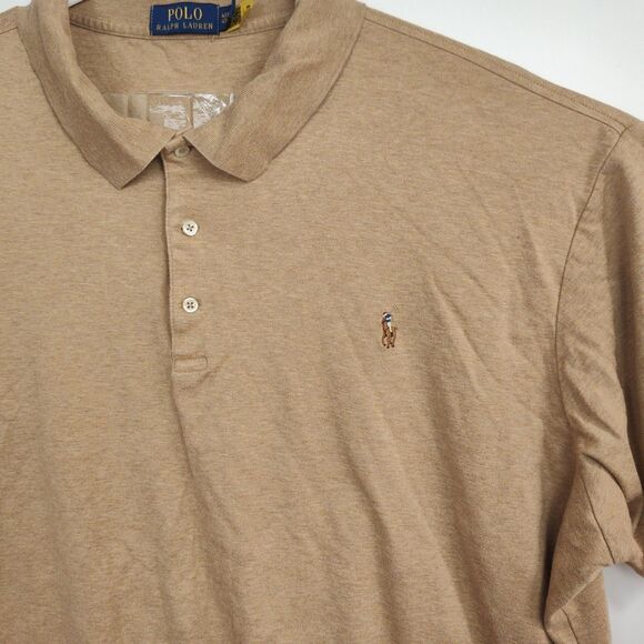 Polo Ralph Lauren Polo Shirt Men's 4XB Light Brown Embroidered Logo Short Slvs - Picture 3 of 9